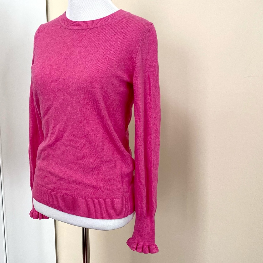 BANANA REPUBLIC MERINO SWEATER XS WOOL CASHMERE BLEND PINK RUFFLE CUFF FILPUCCI - Picture 6 of 14